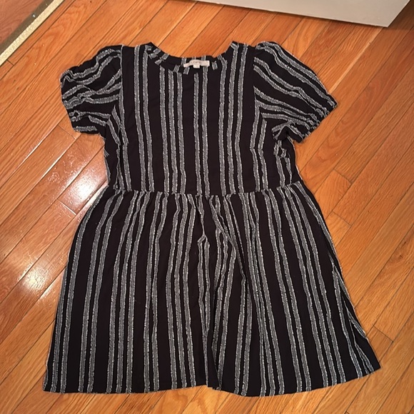 LOFT Navy & White Striped Textured Mini Dress - Picture 5 of 9